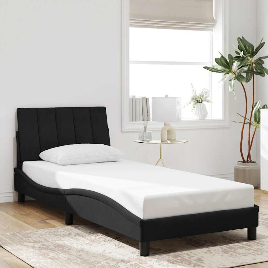 vidaXL Bedframe zonder matras "Hanko" fluweel zwart 90x190 cm vidaXL Bedframe zonder matras "Hanko" fluweel zwart 90x190 cm afbeelding 1