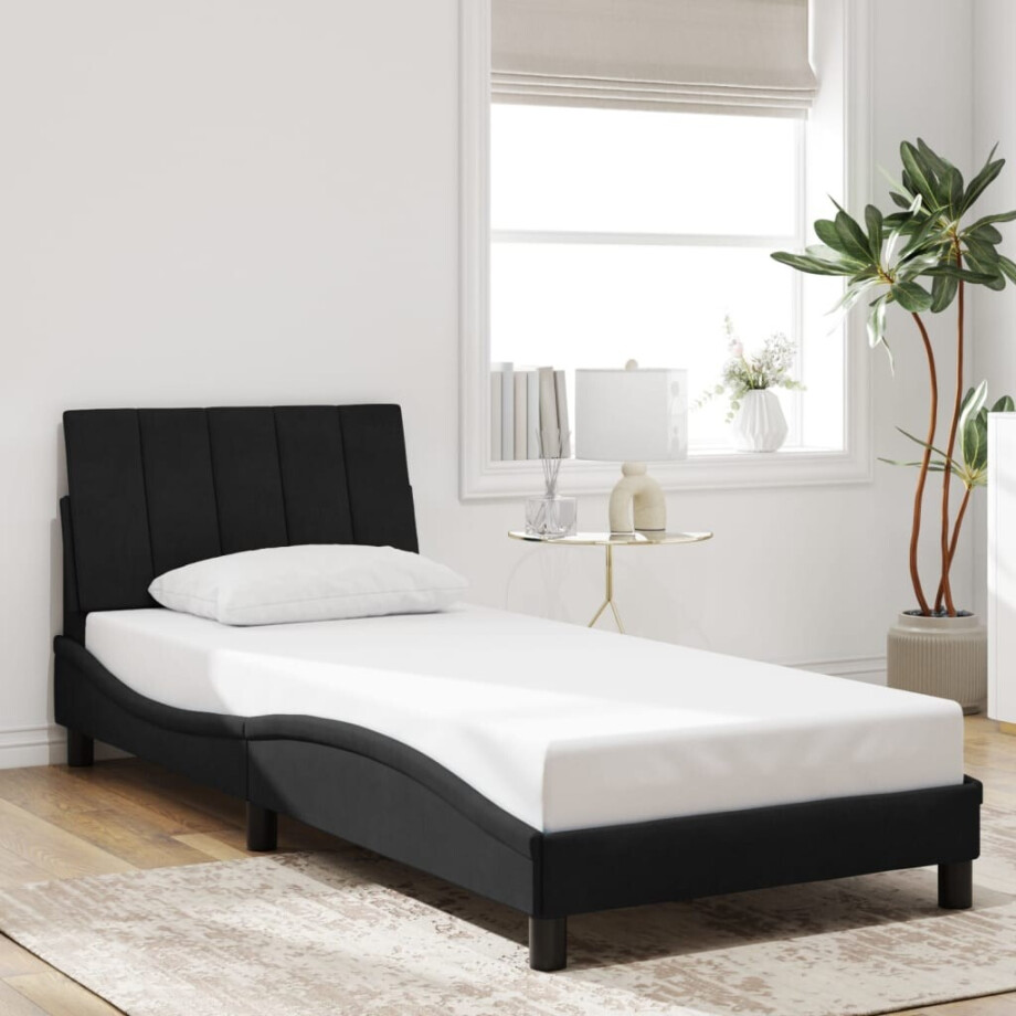 vidaXL Bedframe zonder matras "Hanko" fluweel zwart 90x200 cm afbeelding 1