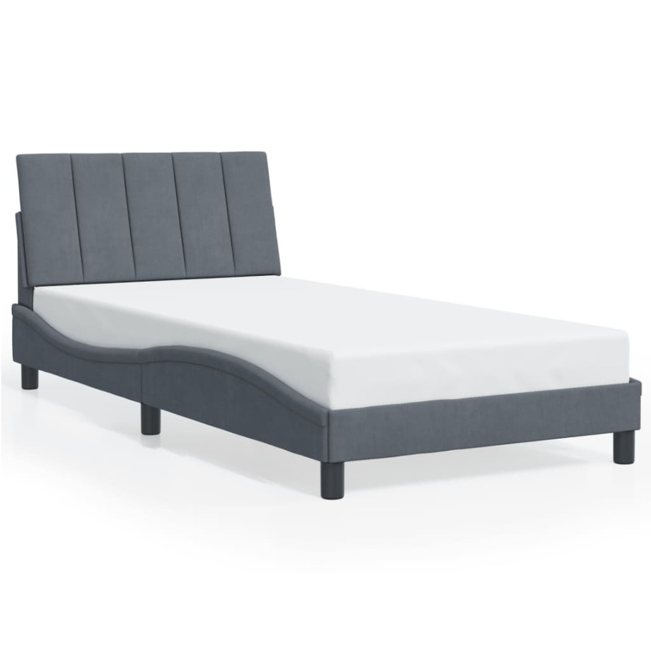 vidaXL Bedframe zonder matras "Hanko" 100x200 cm fluweel donkergrijs vidaXL Bedframe zonder matras "Hanko" 100x200 cm fluweel donkergrijs afbeelding 1
