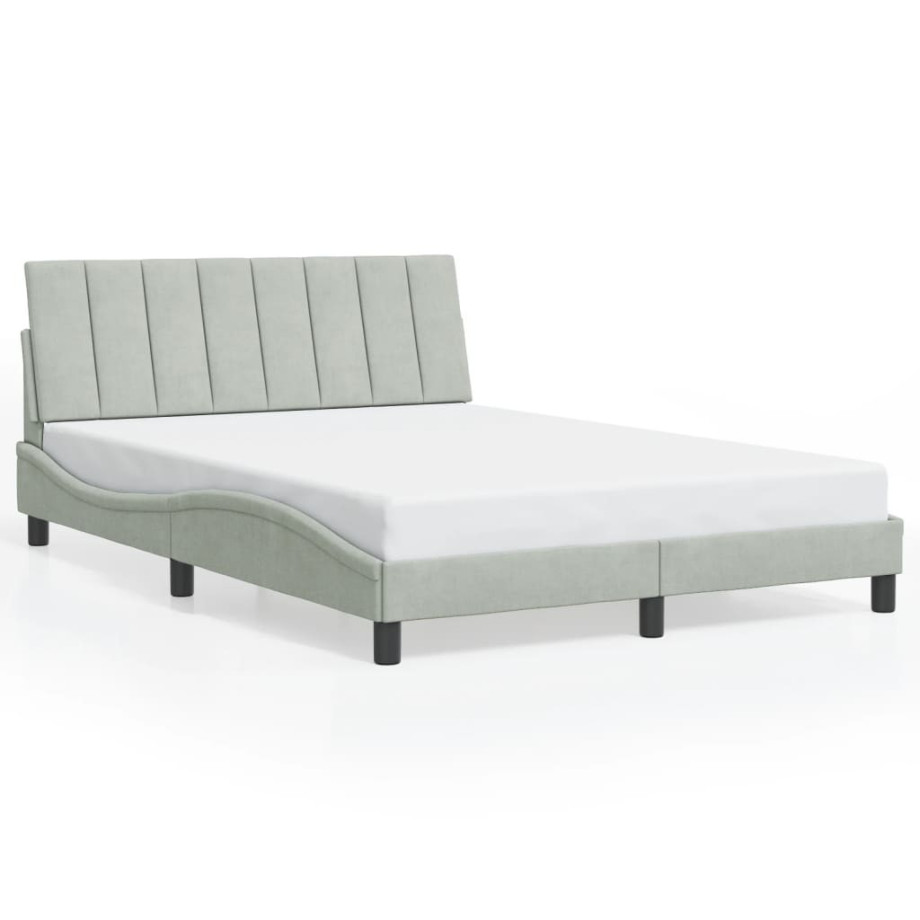 vidaXL Bedframe met hoofdeinde fluweel lichtgrijs 120x200 cm afbeelding 1