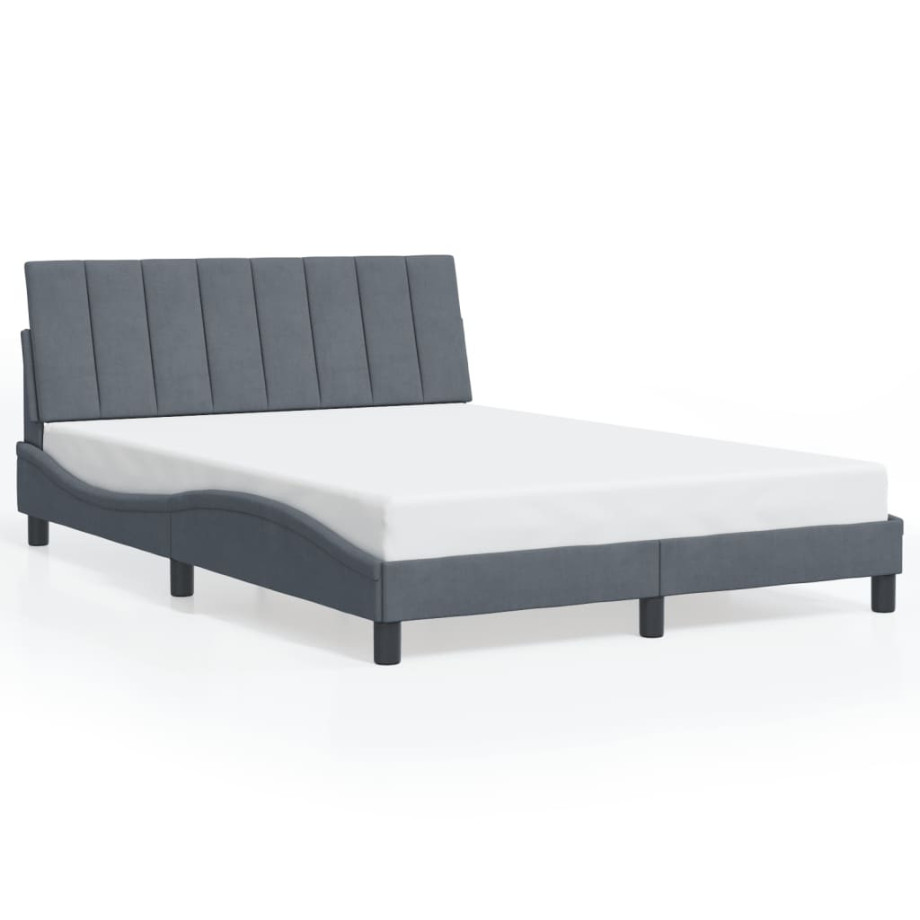 vidaXL Bedframe met hoofdeinde fluweel donkergrijs 120x200 cm afbeelding 1