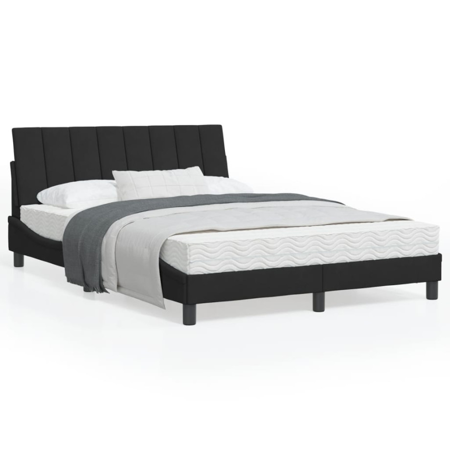 vidaXL Bedframe met hoofdeinde fluweel zwart 120x200 cm afbeelding 1