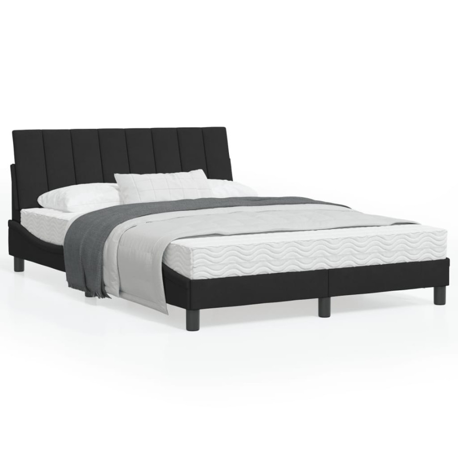 vidaXL Bedframe zonder matras "Hanko" 140x190 cm fluweel zwart vidaXL Bedframe zonder matras "Hanko" 140x190 cm fluweel zwart afbeelding 1