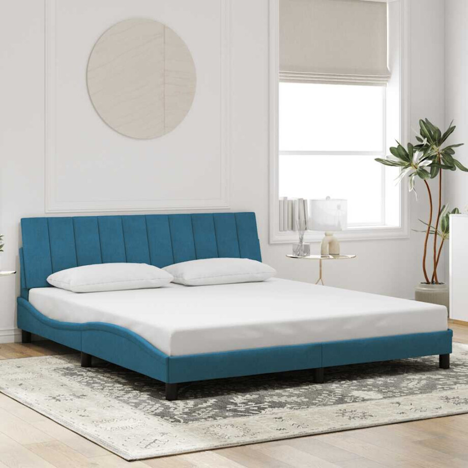vidaXL Bedframe zonder matras "Hanko" fluweel blauw 180x200 cm afbeelding 1