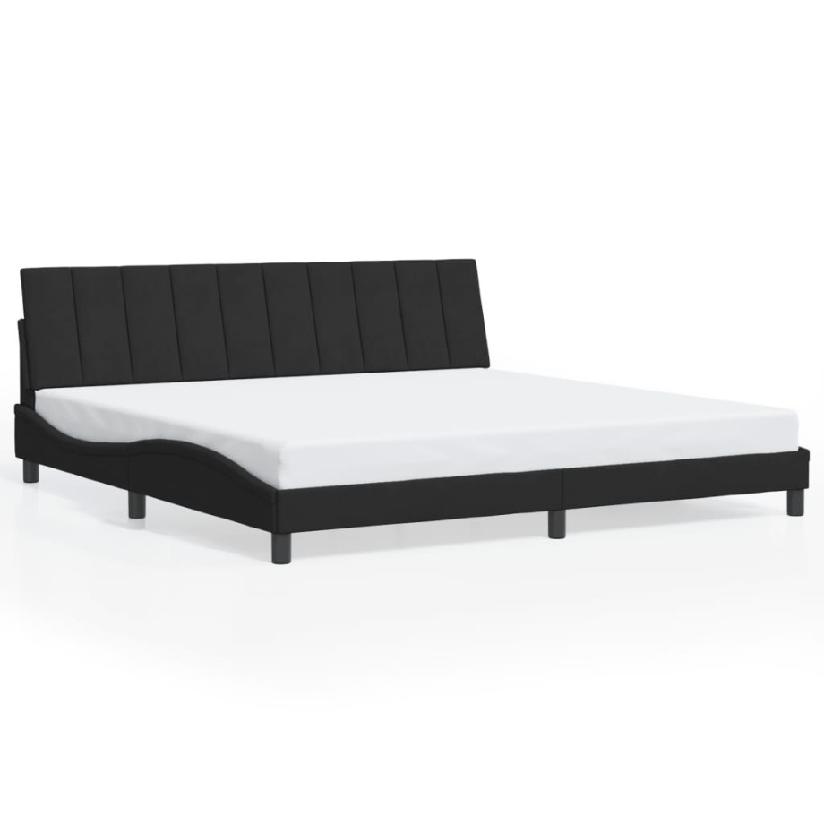 vidaXL Bedframe met hoofdeinde fluweel zwart 200x200 cm afbeelding 1