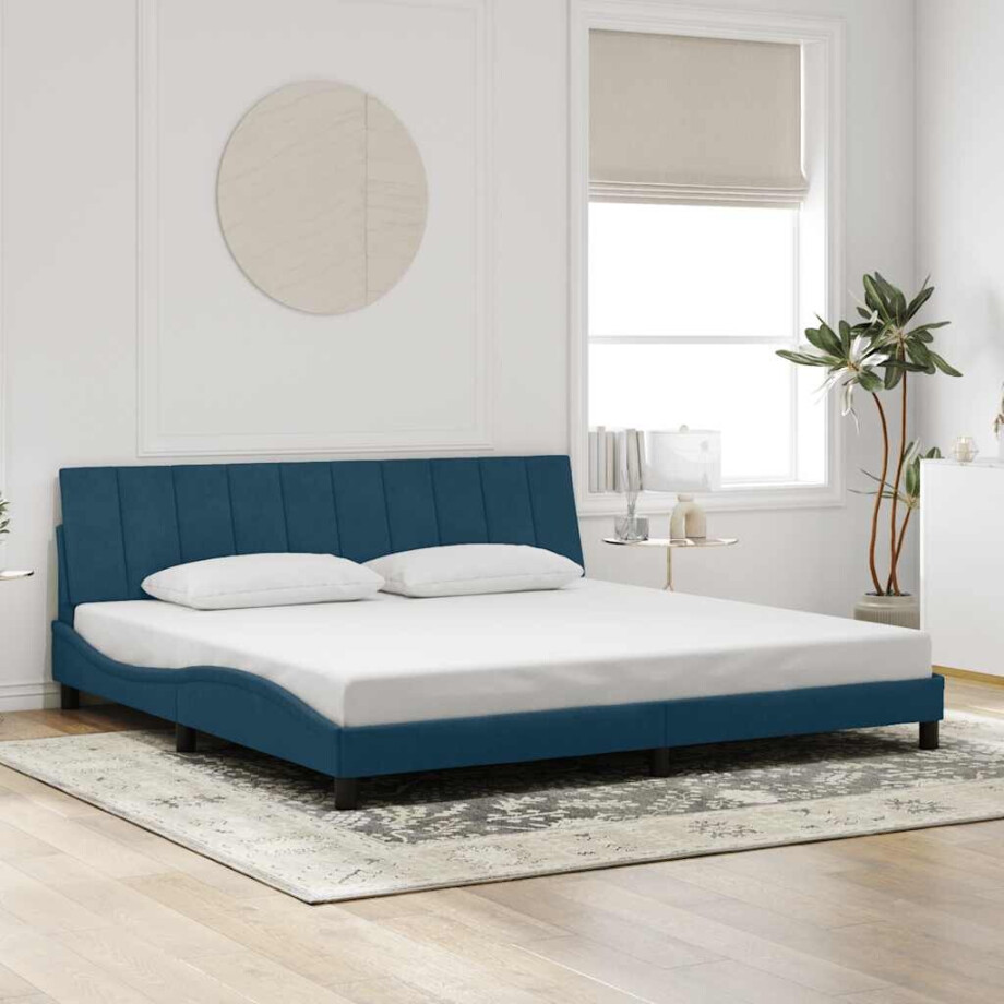 vidaXL Bedframe zonder matras "Hanko" fluweel blauw 200x200 cm vidaXL Bedframe zonder matras "Hanko" fluweel blauw 200x200 cm afbeelding 1