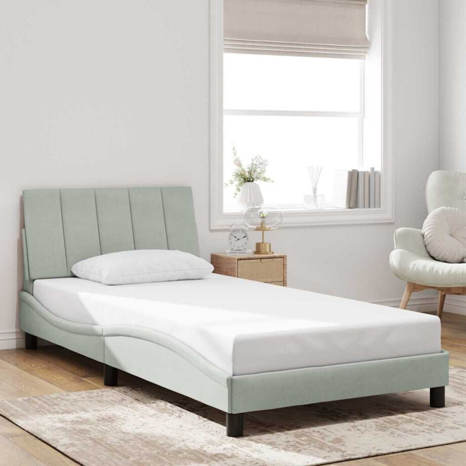 vidaXL Bedframe zonder matras "Hanko" fluweel lichtgrijs 100x190 cm afbeelding 1