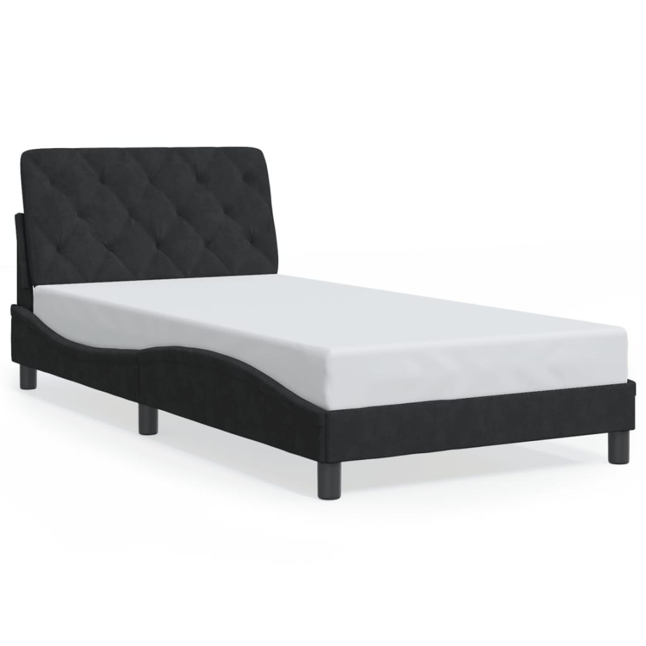 vidaXL Bedframe zonder matras 100x200 cm fluweel zwart afbeelding 1