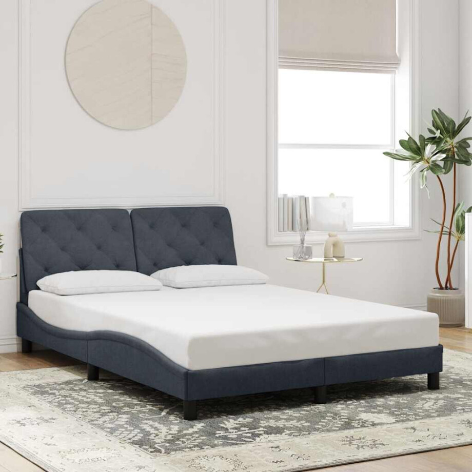 vidaXL Bedframe zonder matras 140x190 cm fluweel donkergrijs vidaXL Bedframe zonder matras 140x190 cm fluweel donkergrijs afbeelding 1
