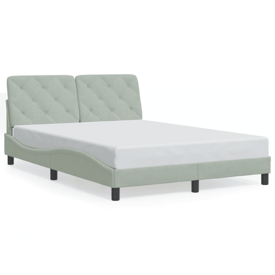 vidaXL Bedframe met hoofdeinde fluweel lichtgrijs 140x200 cm afbeelding 1