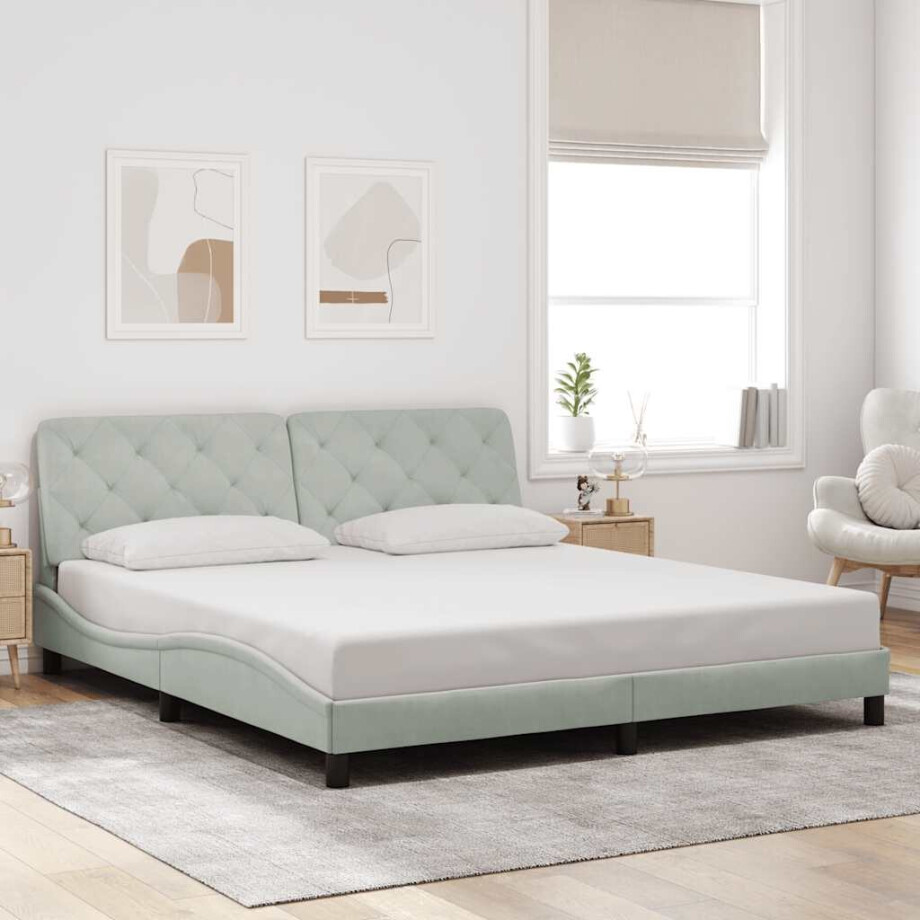 vidaXL Bedframe zonder matras 180x200 cm fluweel lichtgrijs afbeelding 1