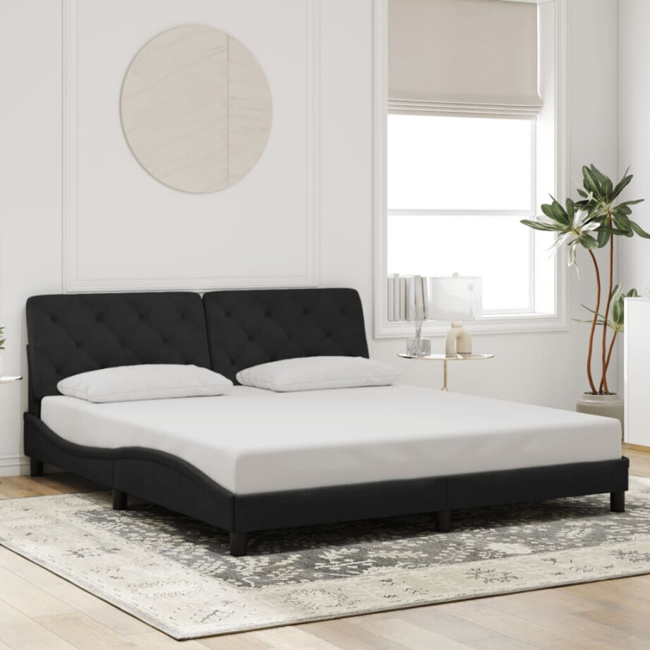 vidaXL Bedframe zonder matras 180x200 cm fluweel zwart vidaXL Bedframe zonder matras 180x200 cm fluweel zwart afbeelding 1