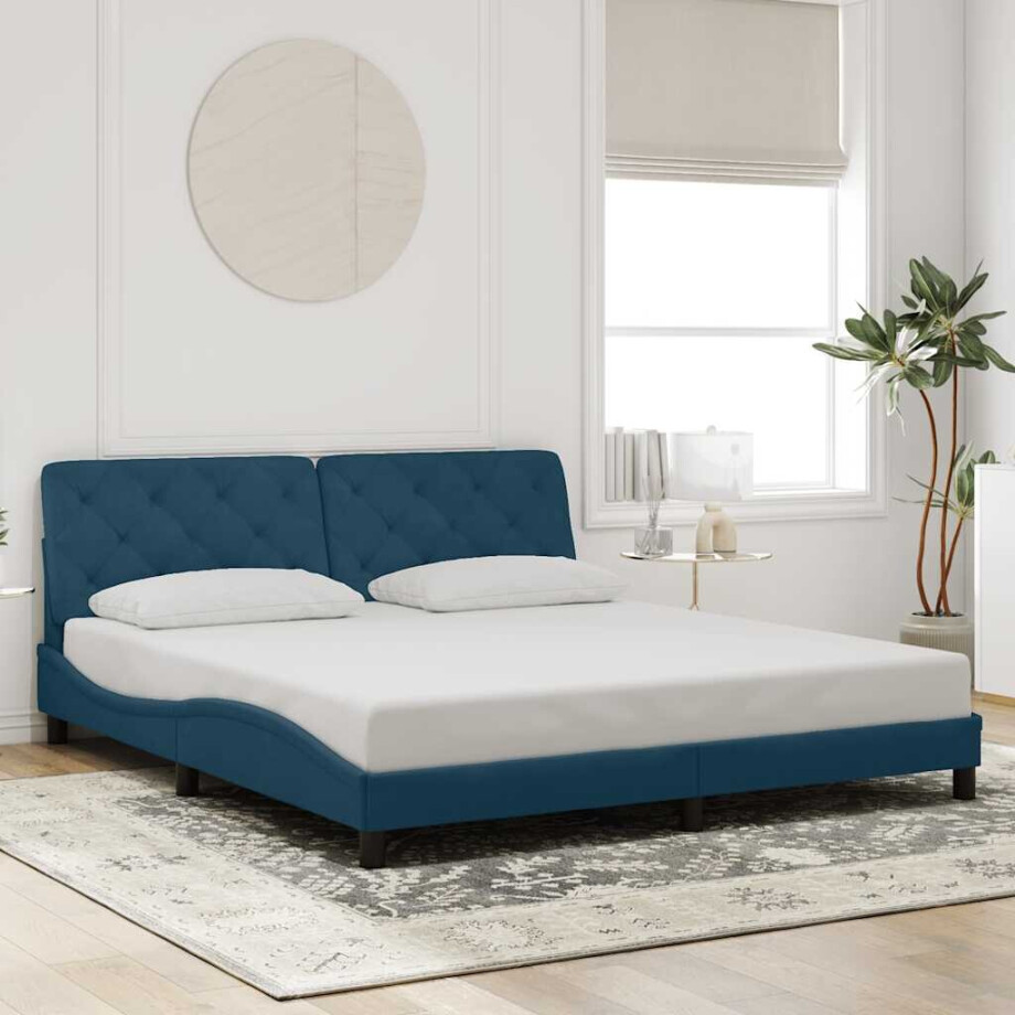 vidaXL Bedframe zonder matras fluweel blauw 180x200 cm vidaXL Bedframe zonder matras fluweel blauw 180x200 cm afbeelding 1