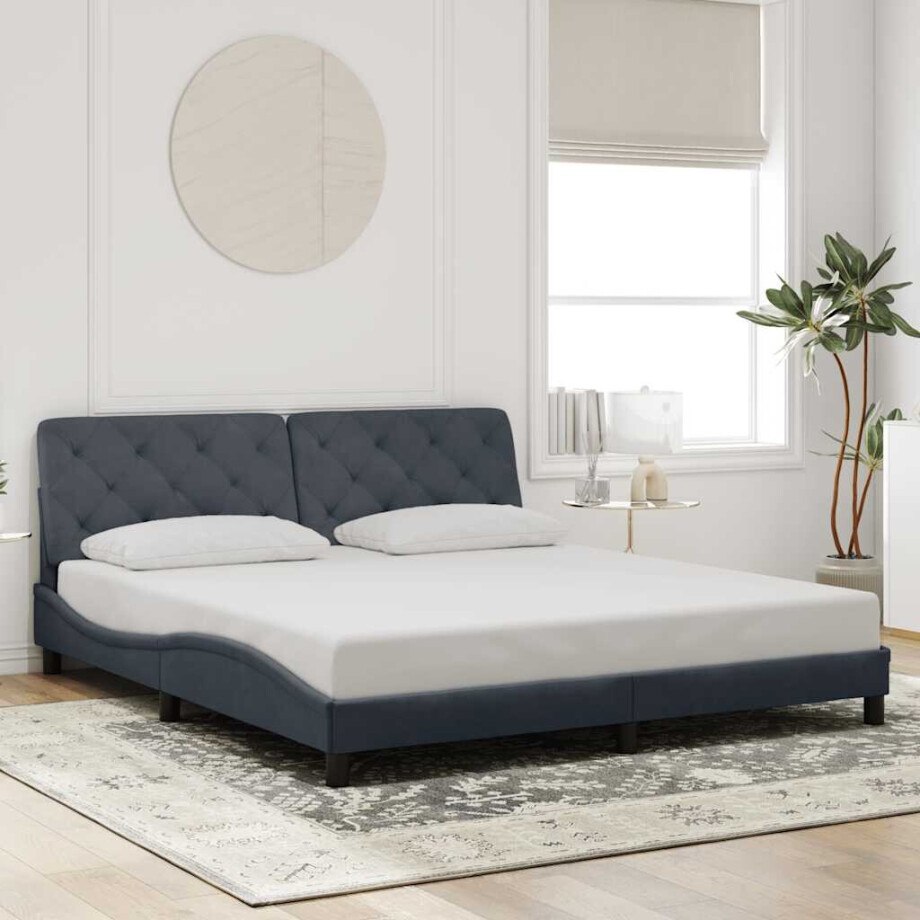 vidaXL Bedframe zonder matras 200x200 cm fluweel donkergrijs vidaXL Bedframe zonder matras 200x200 cm fluweel donkergrijs afbeelding 1