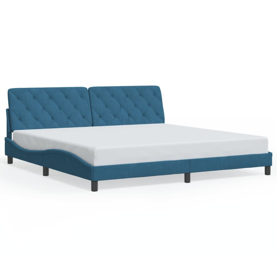 vidaXL Bedframe met hoofdeinde fluweel blauw 200x200 cm afbeelding 1