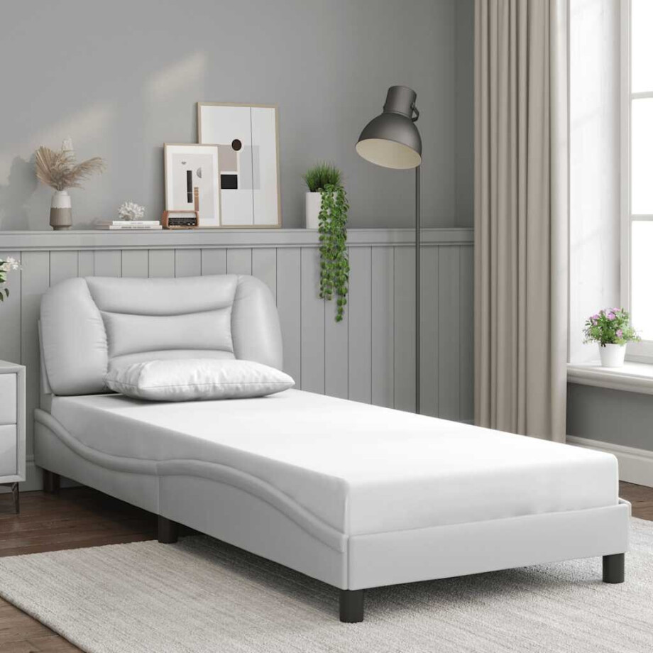 vidaXL Bedframe zonder matras "Hvar" kunstleer wit 80x200 cm afbeelding 1