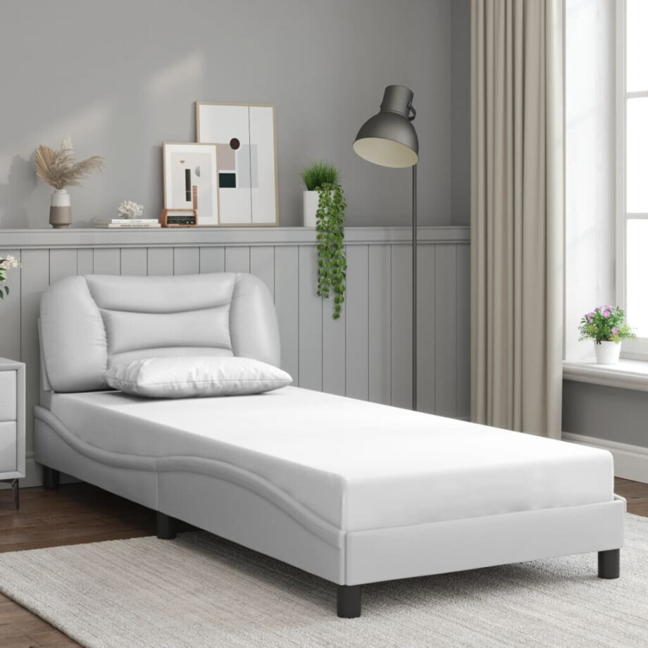 vidaXL Bedframe zonder matras "Hvar" kunstleer wit 90x190 cm vidaXL Bedframe zonder matras "Hvar" kunstleer wit 90x190 cm afbeelding 1