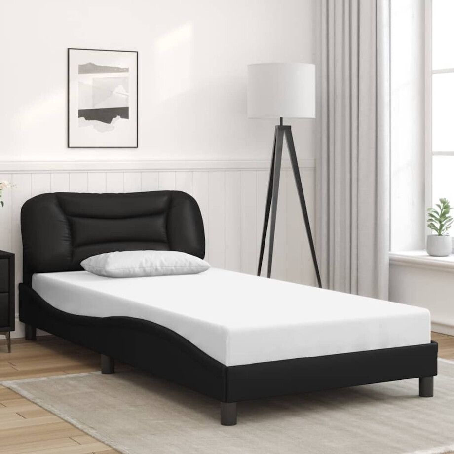 vidaXL Bedframe zonder matras "Hvar" kunstleer zwart 100x200 cm afbeelding 1