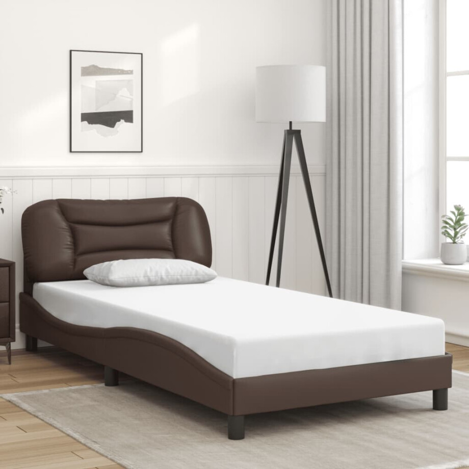 vidaXL Bedframe zonder matras "Hvar" kunstleer bruin 100x200 cm afbeelding 1