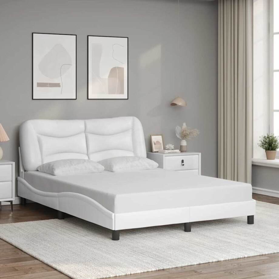vidaXL Bedframe zonder matras "Hvar" kunstleer wit 140x190 cm afbeelding 1