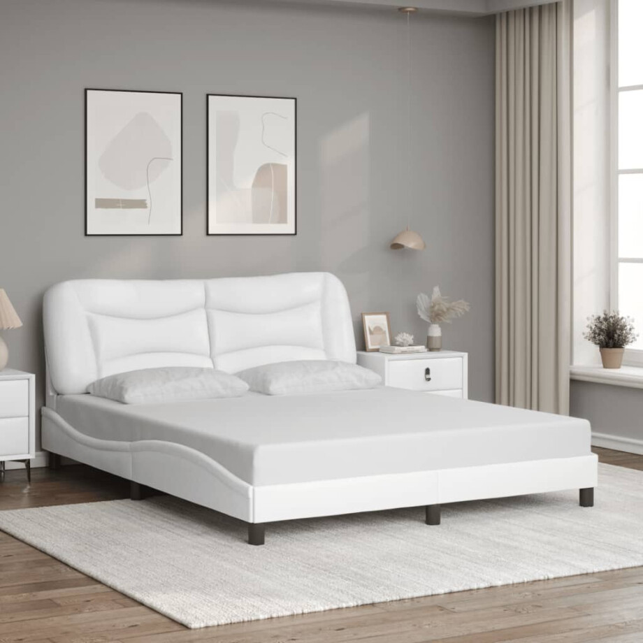 vidaXL Bedframe zonder matras "Hvar" kunstleer wit 160x200 cm afbeelding 1