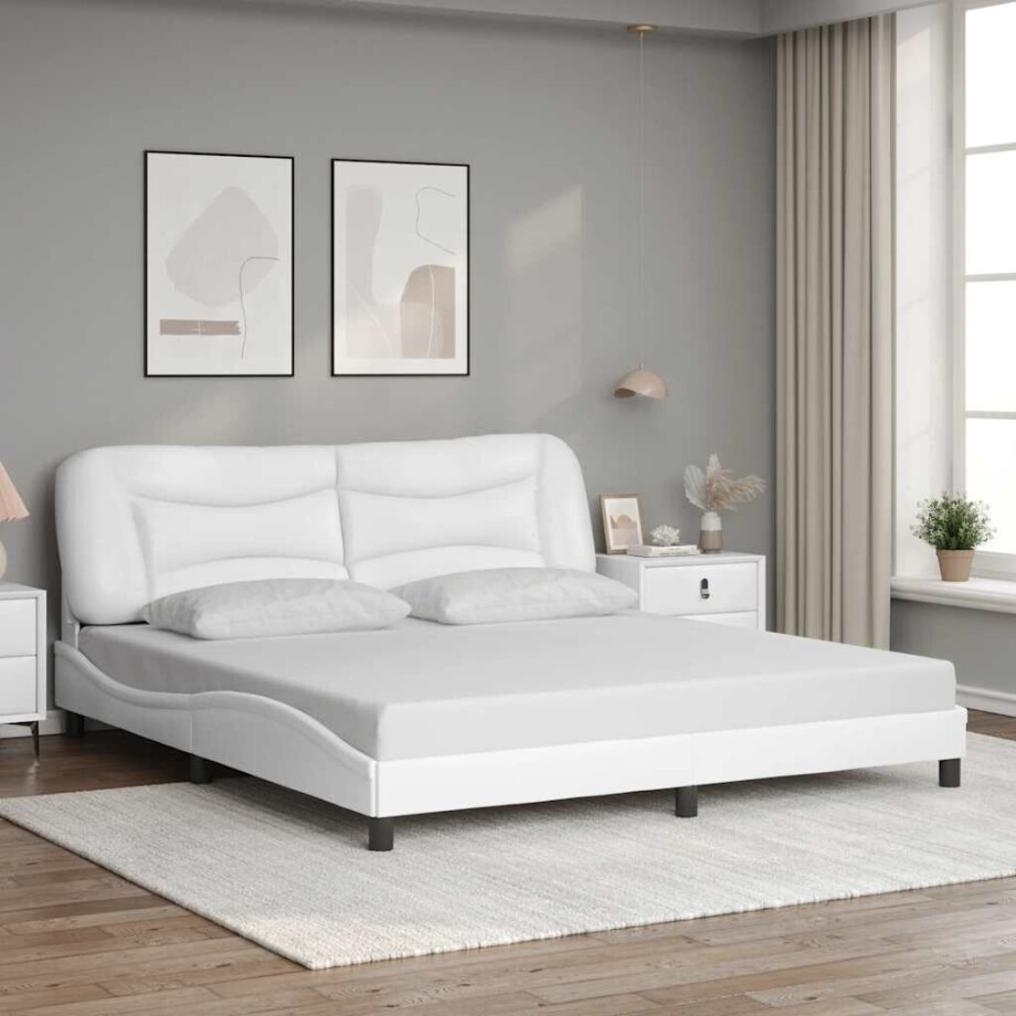 vidaXL Bedframe zonder matras "Hvar" kunstleer wit 180x200 cm afbeelding 1