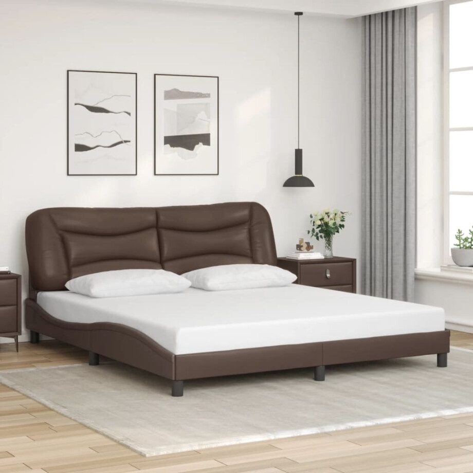 vidaXL Bedframe zonder matras "Hvar" kunstleer bruin 180x200 cm afbeelding 1