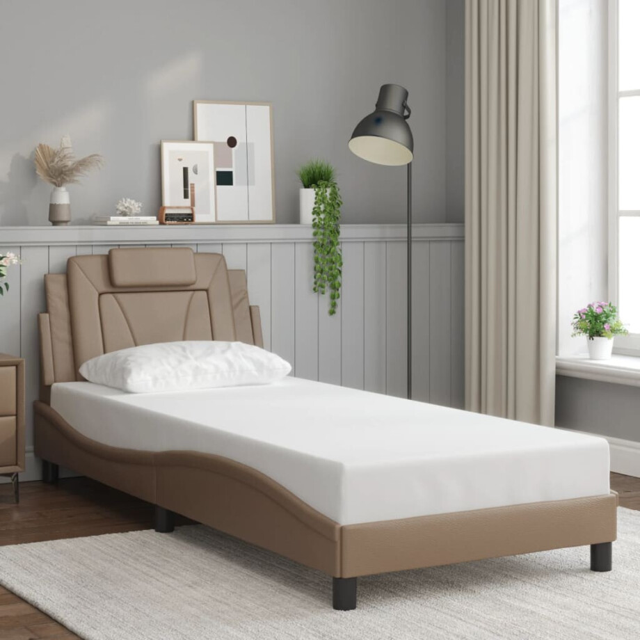 vidaXL Bedframe "Viana" zonder matras kunstleer cappucinnokleurig 80x200 cm afbeelding 1