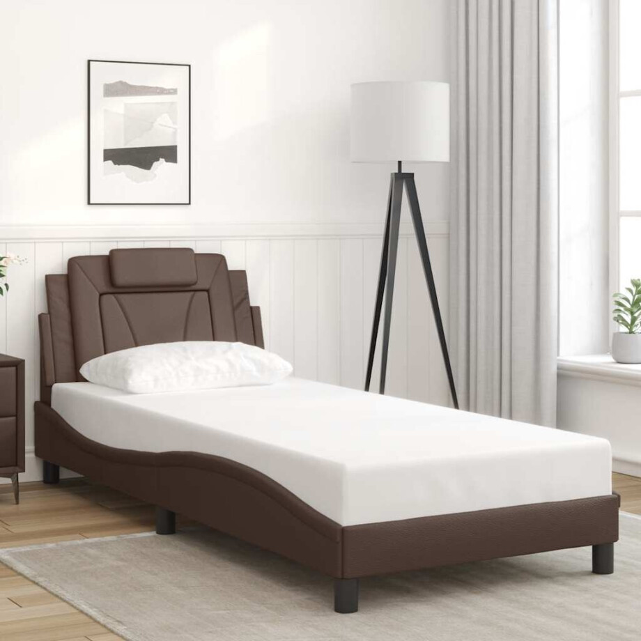 vidaXL Bedframe "Viana" zonder matras kunstleer bruin 90x190 cm vidaXL Bedframe "Viana" zonder matras kunstleer bruin 90x190 cm afbeelding 1