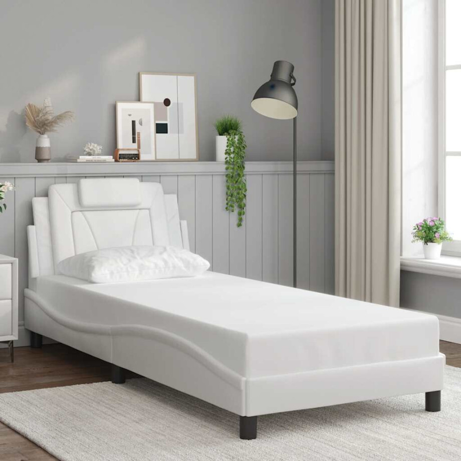 vidaXL Bedframe "Viana" zonder matras kunstleer wit 90x200 cm vidaXL Bedframe "Viana" zonder matras kunstleer wit 90x200 cm afbeelding 1