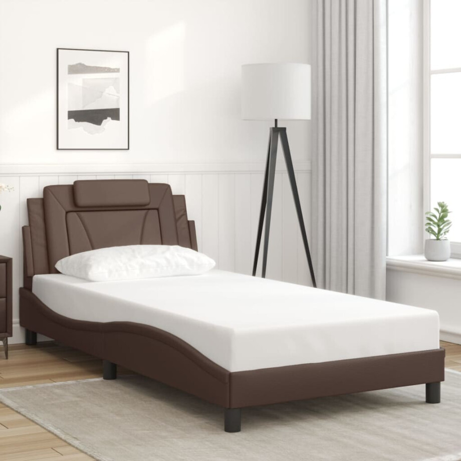 vidaXL Bedframe "Viana" zonder matras kunstleer bruin 100x200 cm afbeelding 1