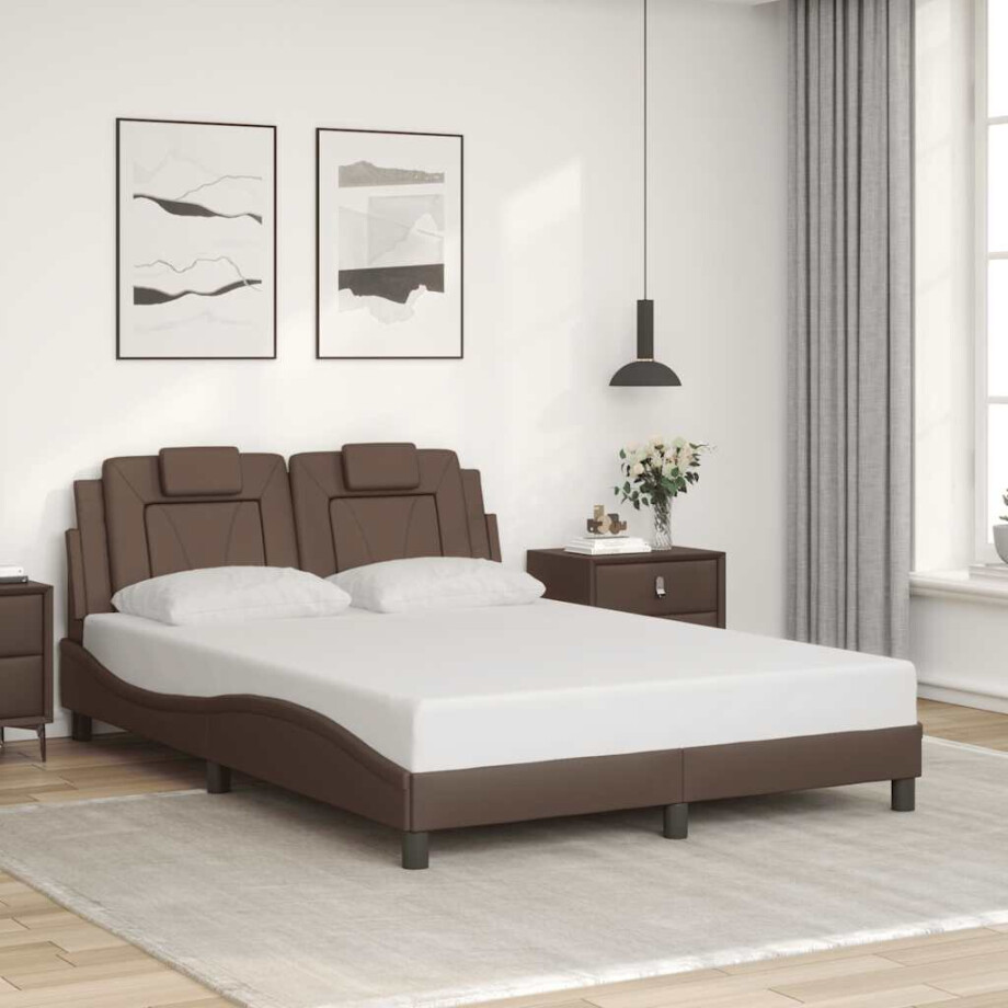 vidaXL Bedframe "Viana" zonder matras kunstleer bruin 120x200 cm afbeelding 1