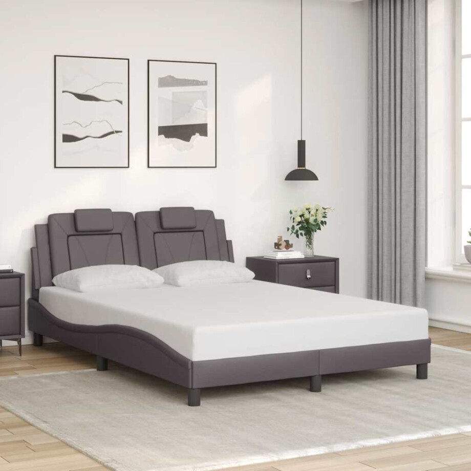 vidaXL Bedframe "Viana" zonder matras kunstleer grijs 120x200 cm afbeelding 1