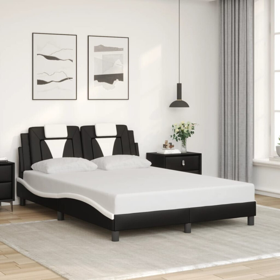 vidaXL Bedframe "Viana" zonder matras kunstleer zwart en wit 120x200 cm afbeelding 1