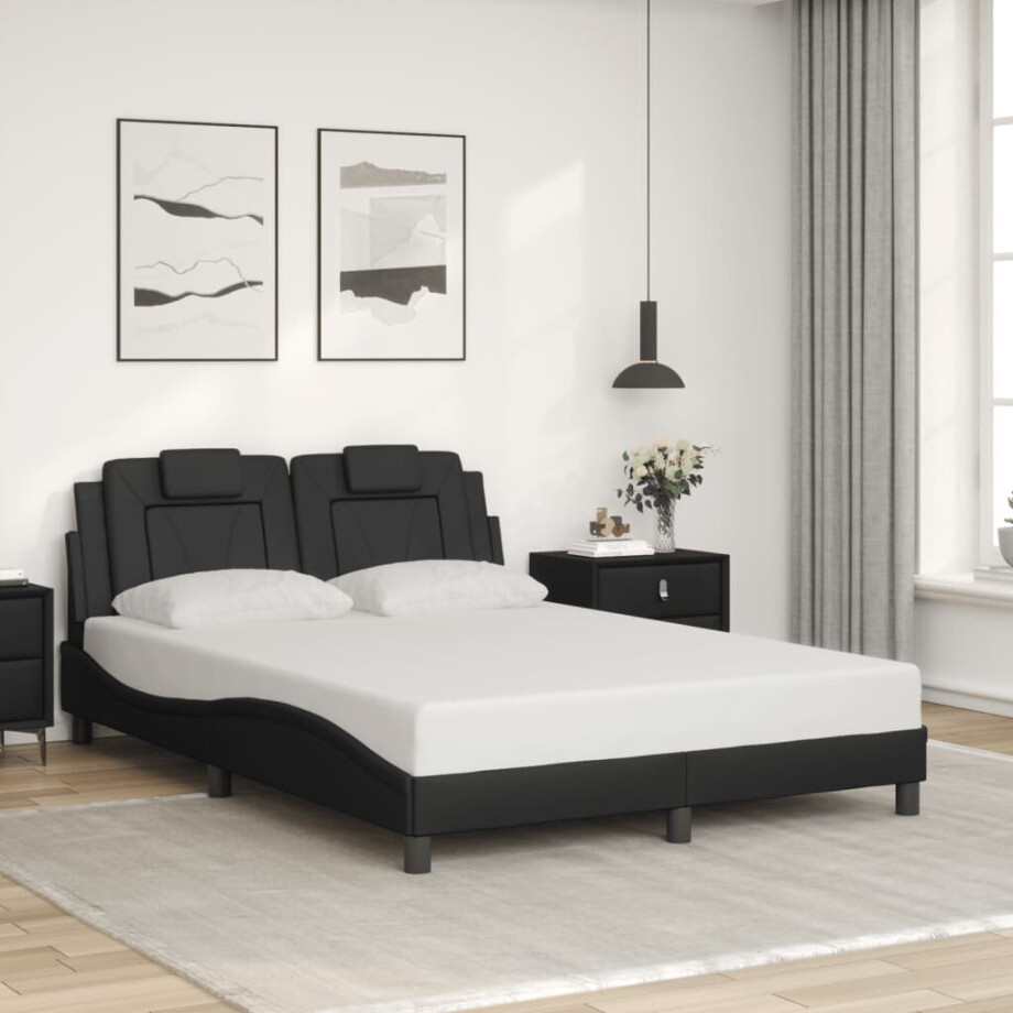 vidaXL Bedframe "Viana" zonder matras kunstleer zwart 140x190 cm afbeelding 1