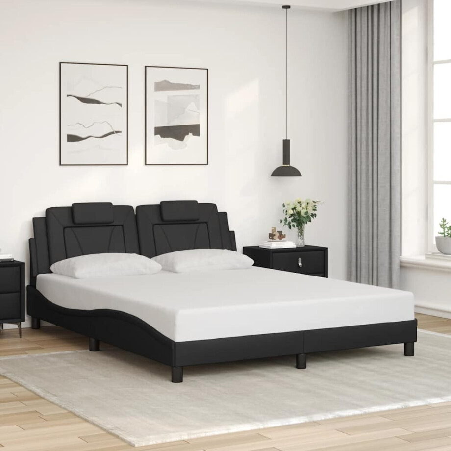 vidaXL Bedframe "Viana" zonder matras kunstleer zwart 160x200 cm afbeelding 1