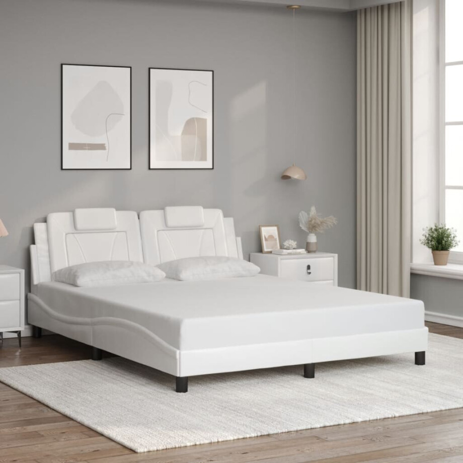 vidaXL Bedframe "Viana" zonder matras kunstleer wit 160x200 cm afbeelding 1