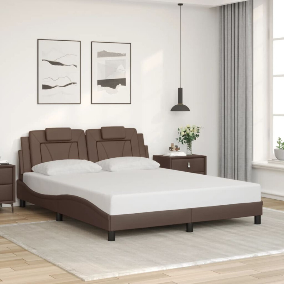 vidaXL Bedframe "Viana" zonder matras kunstleer bruin 160x200 cm afbeelding 1