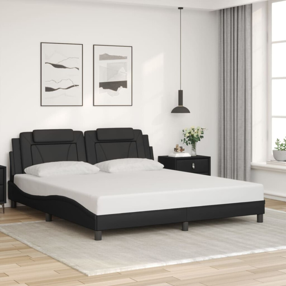 vidaXL Bedframe "Viana" zonder matras kunstleer zwart 180x200 cm afbeelding 1