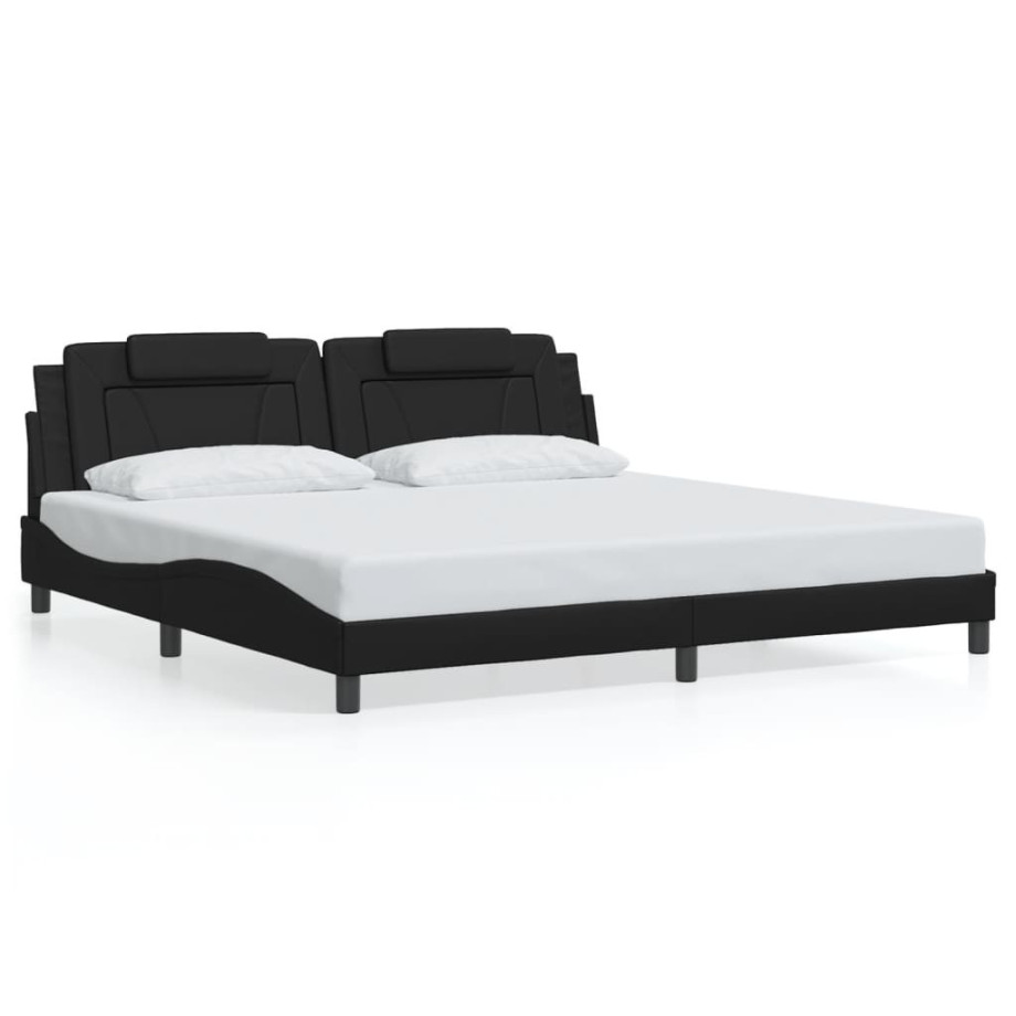 vidaXL Bedframe met hoofdeinde kunstleer zwart 200x200 cm afbeelding 1