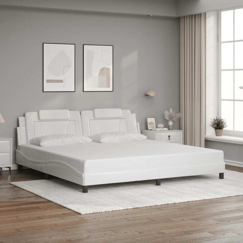 vidaXL Bedframe "Viana" zonder matras kunstleer wit 200x200 cm afbeelding 1