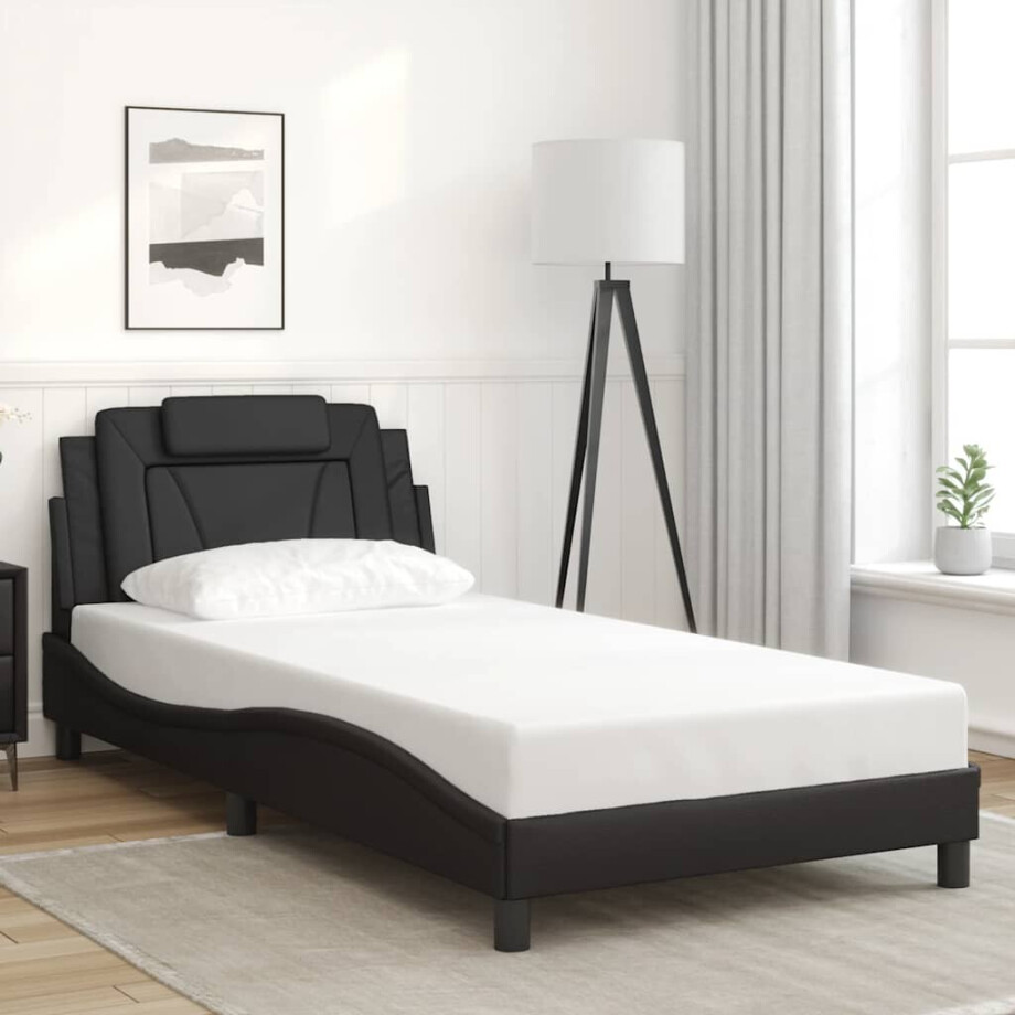 vidaXL Bedframe "Viana" zonder matras kunstleer zwart 100x190 cm vidaXL Bedframe "Viana" zonder matras kunstleer zwart 100x190 cm afbeelding 1