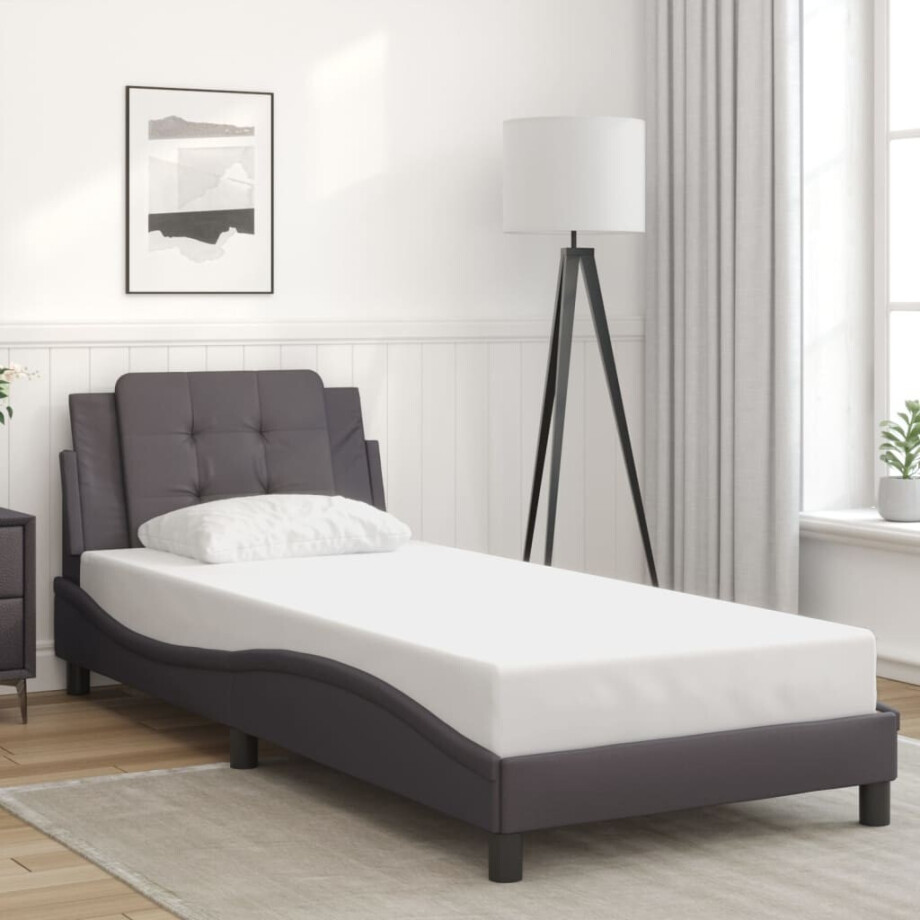 vidaXL Bedframe zonder matras "Zadar" kunstleer grijs 80x200 cm afbeelding 1
