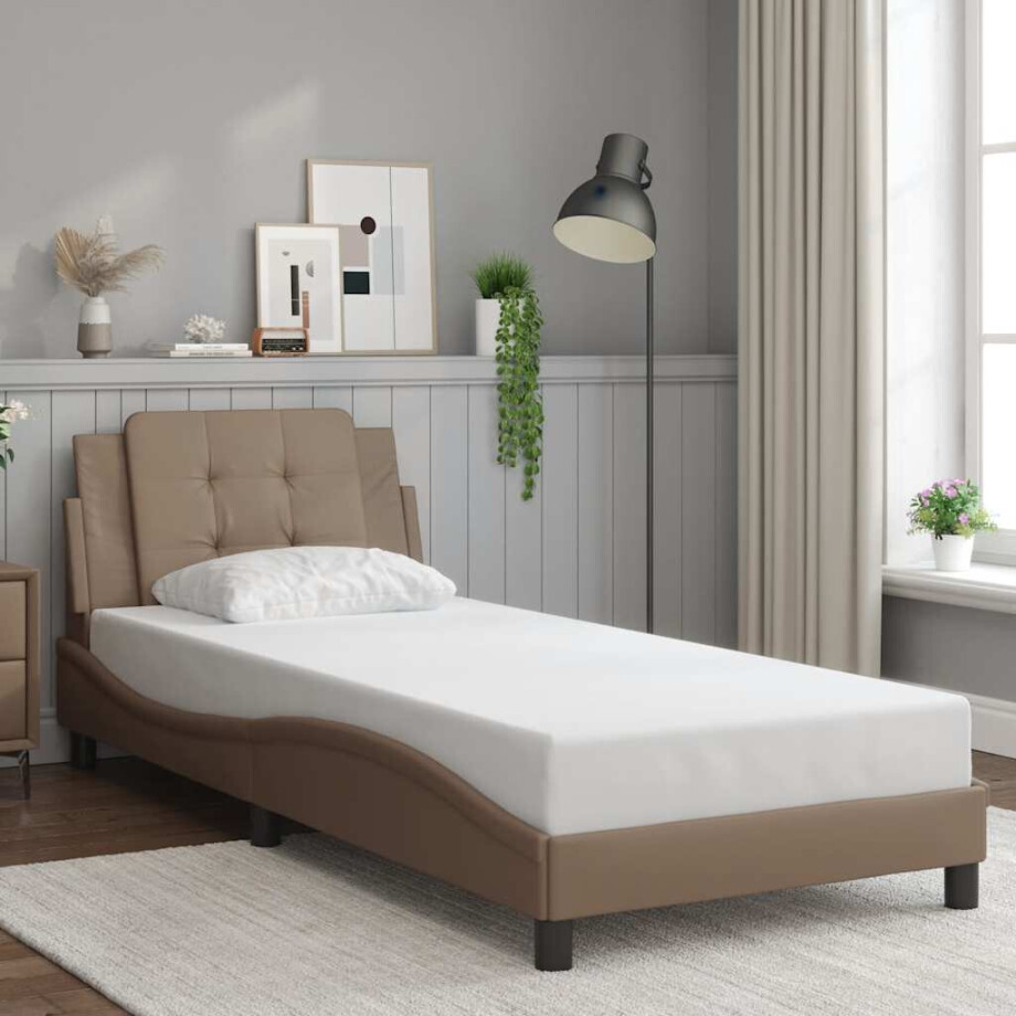 vidaXL Bedframe zonder matras "Zadar" kunstleer cappucinnokleurig 80x200 cm afbeelding 1