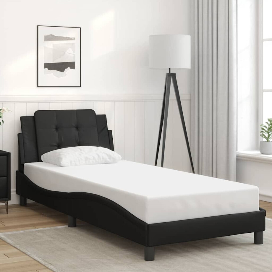 vidaXL Bedframe zonder matras "Zadar" kunstleer zwart 90x190 cm afbeelding 1