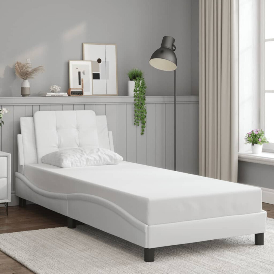 vidaXL Bedframe zonder matras "Zadar" kunstleer wit 90x190 cm vidaXL Bedframe zonder matras "Zadar" kunstleer wit 90x190 cm afbeelding 1