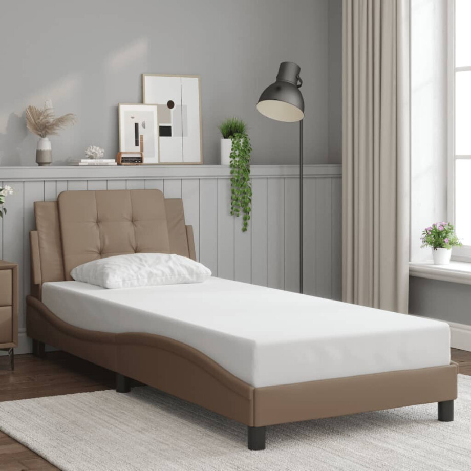 vidaXL Bedframe zonder matras "Zadar" kunstleer cappucinnokleurig 90x190 cm afbeelding 1