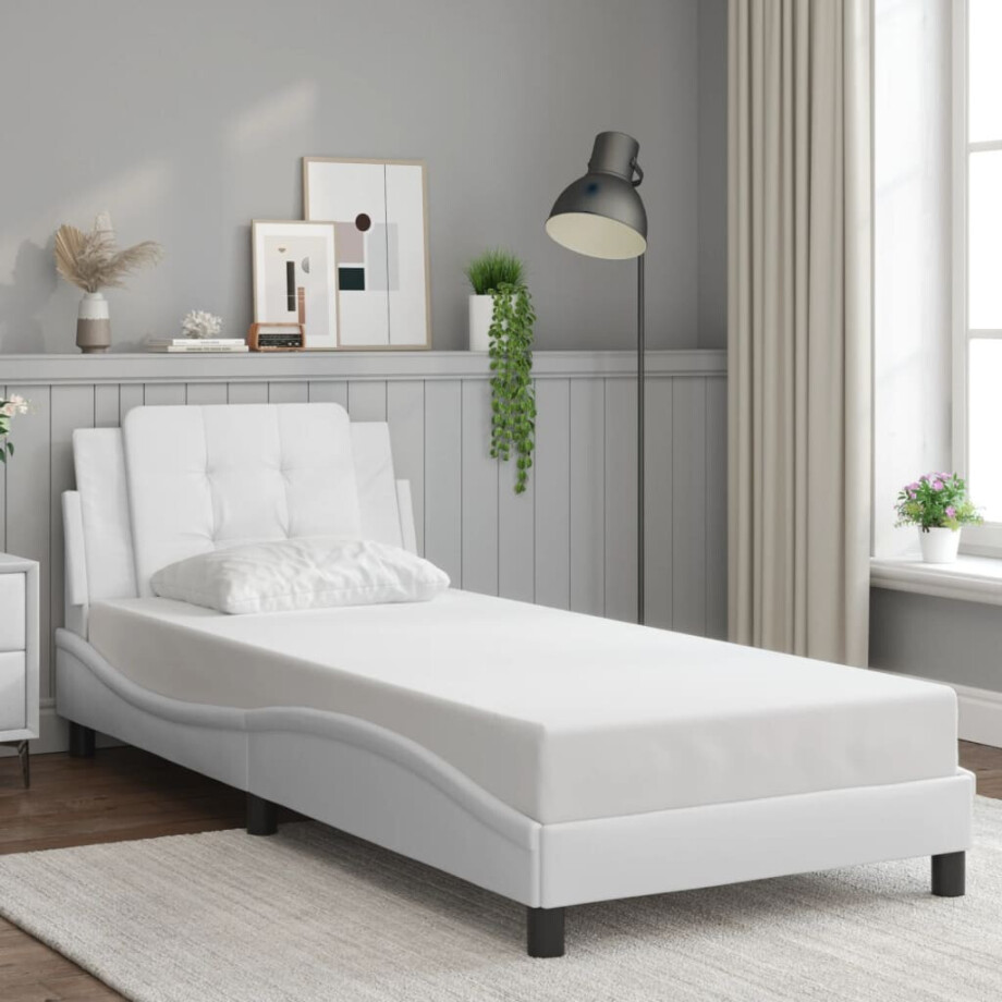 vidaXL Bedframe zonder matras "Zadar" kunstleer wit 100x200 cm afbeelding 1