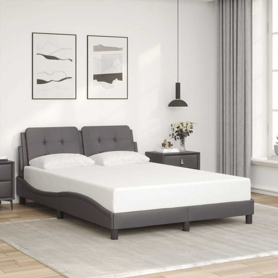 vidaXL Bedframe zonder matras "Zadar" kunstleer grijs 120x200 cm afbeelding 1