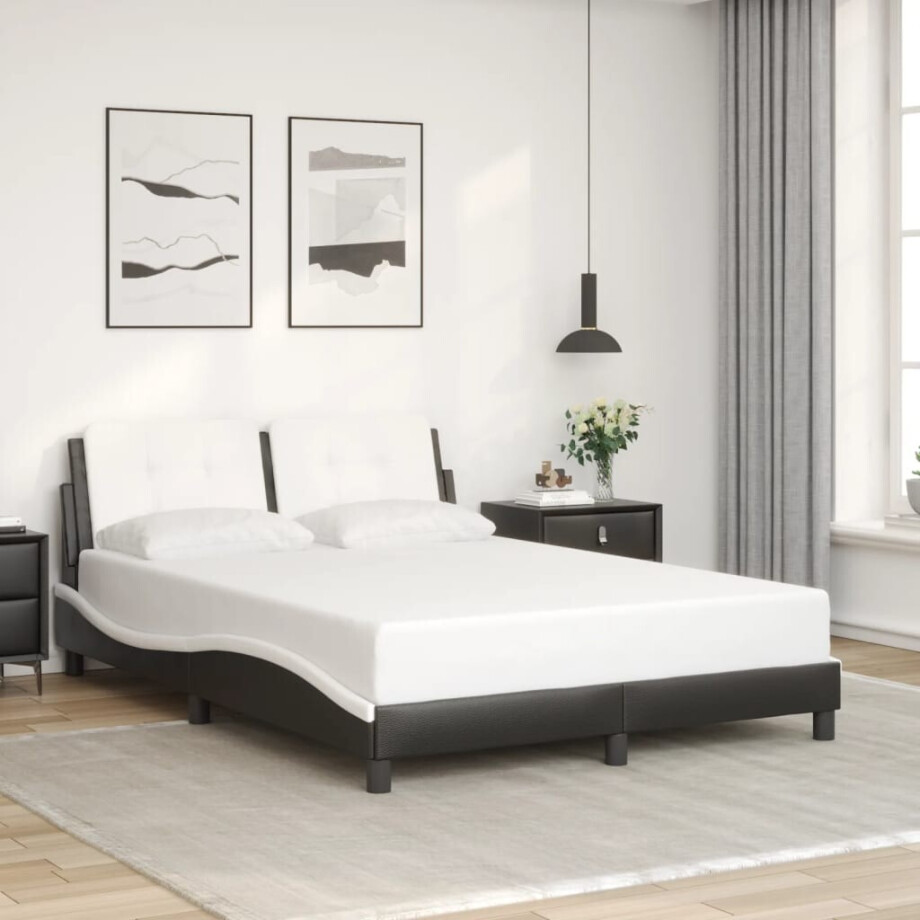 vidaXL Bedframe zonder matras "Zadar" kunstleer zwart en wit 120x200 cm vidaXL Bedframe zonder matras "Zadar" kunstleer zwart en wit 120x200 cm afbeelding 1